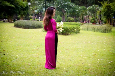 Girl xinh áo dài đỏ truyền thống [ANJWUG]