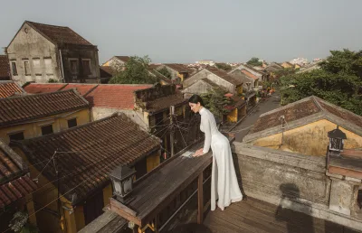 Áo dài trắng girl xinh cổ kính thanh thoát [KPSXO5]