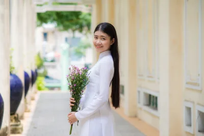 Áo dài trắng hoa rạng rỡ [WLJCT8]