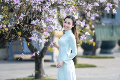 Áo dài trắng hoa nét Việt [PZOUY7]