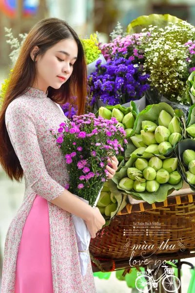 Mộc mạc áo dài họa tiết hoa [1HSQHZ]