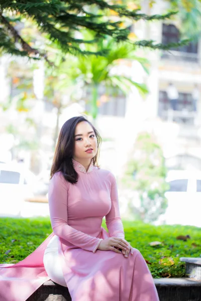 Áo dài hồng áo dài hồng tinh khôi [89PXLB]