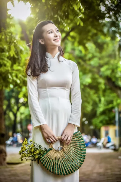 Áo dài trắng duyên dáng hoa [BA1X3Y]