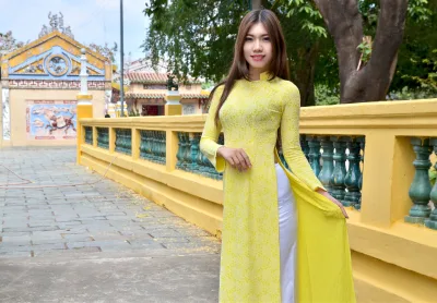 Áo dài vàng lễ chùa đậm chất Việt [KORLOF]