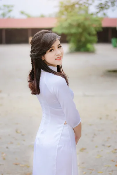 Áo dài trắng cổ điển nữ sinh [BHDWCY]