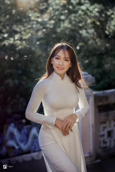 Áo dài trắng nuột nền nã [DTQD3S]