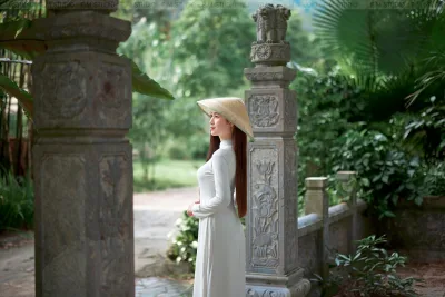 Cổ điển áo dài trắng nón lá [G6YFKB]