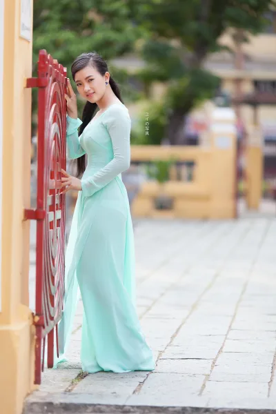 Thanh thoát áo dài xanh áo dài xanh [EADT6T]