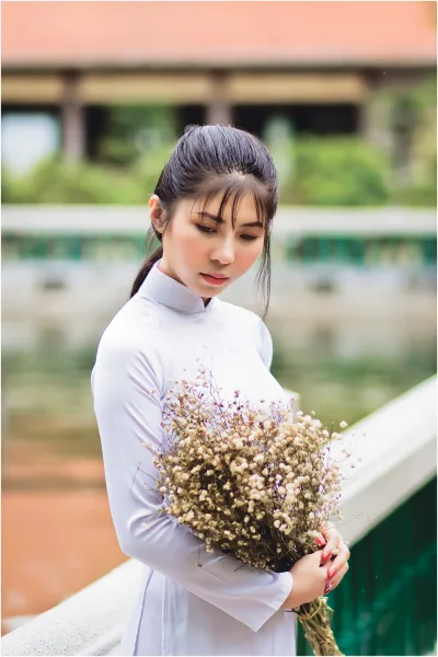 Áo dài trắng girl xinh hoa rạng rỡ [CD0XVX]
