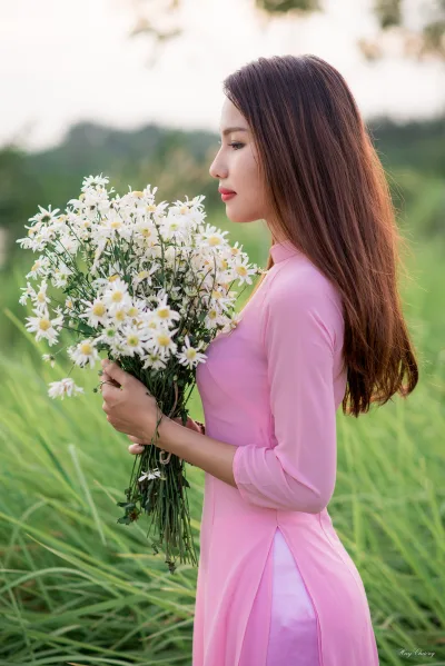 Áo dài hồng sang trọng hoa [4S4PJA]