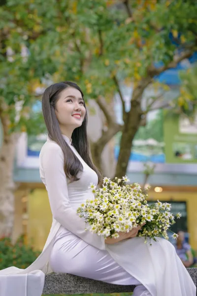 Áo dài trắng truyền thống thuần Việt [F0WELM]