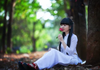 Thanh thoát áo dài trắng áo dài trắng [XTFUJ2]