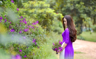 Áo dài tím hoa nét Việt [H5NQJK]