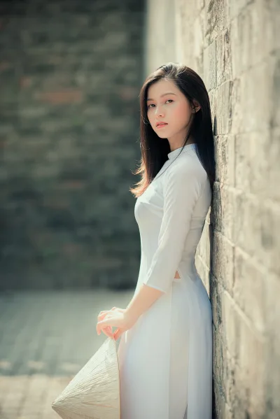 Áo dài trắng áo dài trắng duyên dáng [P9BPEJ]