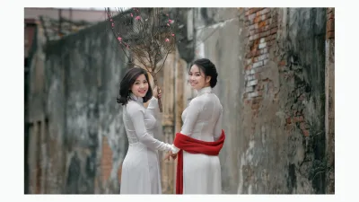 Áo dài trắng vẻ đẹp Việt Nam đón tết [Q5MMZX]