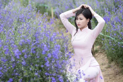 Hiện đại áo dài trắng hoa [CYGQLJ]
