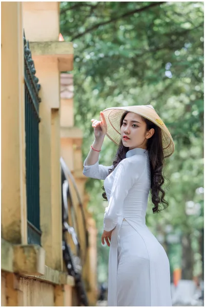 Rửa mắt với ảnh áo dài trắng thanh tao nón lá [LFYX1T]