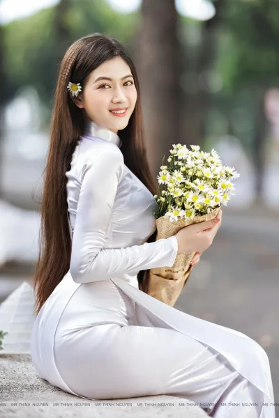Áo dài trắng hoa hoài cổ [C5MXHV]