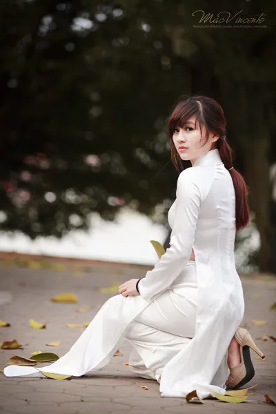 Áo dài trắng truyền thống sân trường cổ điển [WT3FB5]