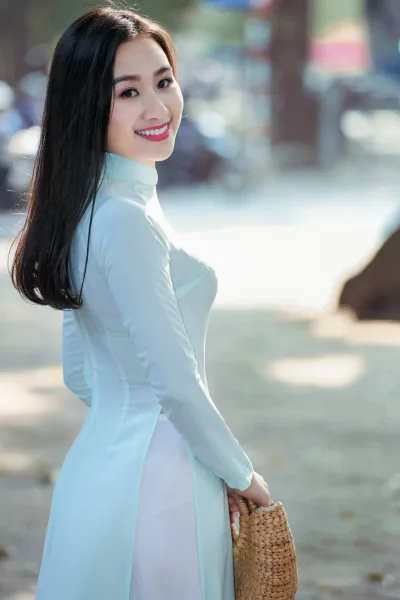 Áo dài trắng cổ điển áo dài trắng [F1WUAJ]