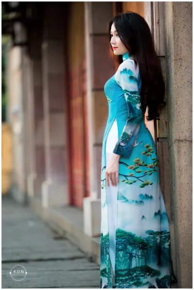 Áo dài họa tiết hài hòa [APEFRD]