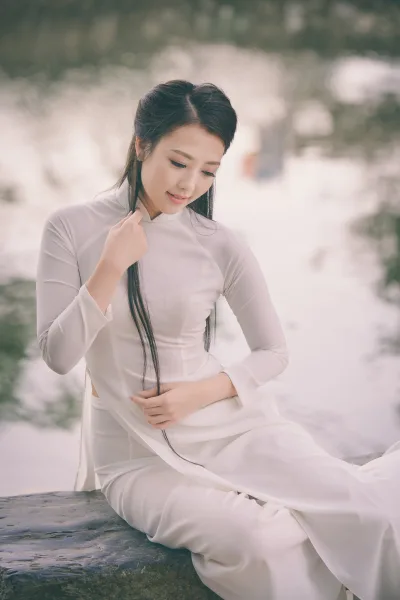 Áo dài trắng girl xinh áo dài trắng trang nhã [ARKCY5]