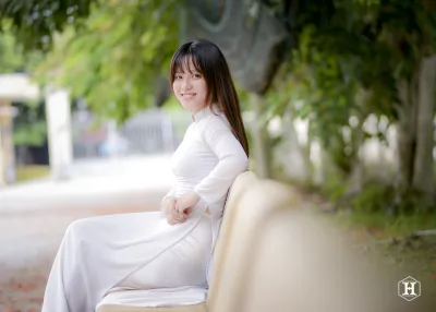 Áo dài trắng áo dài trắng nét Việt [2SLJNZ]