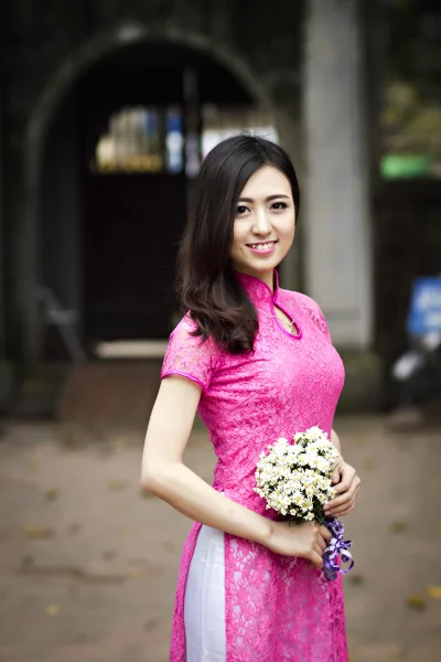 Thanh thoát áo dài hồng áo dài hồng [J1JF2M]