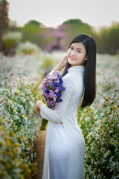 Thanh lịch áo dài trắng hoa [HAWJJM]