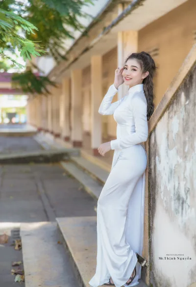 Hoài cổ áo dài trắng áo dài trắng [5BPP2V]