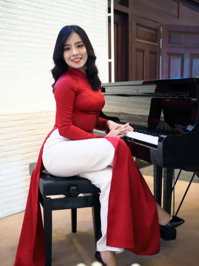 Áo dài đỏ nét đẹp áo dài áo dài đỏ nền nã [KJONQ3]