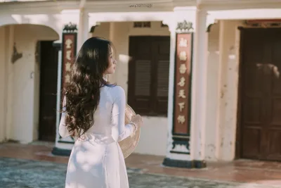 Áo dài trắng rạng rỡ lễ chùa [YNXD7B]
