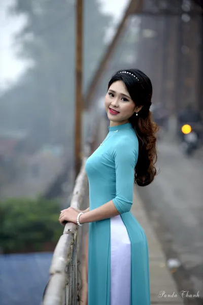 Áo dài xanh nền nã [RTYOBX]