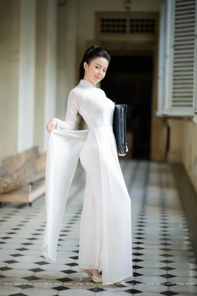 Áo dài trắng thanh tao áo dài trắng [H94ITP]