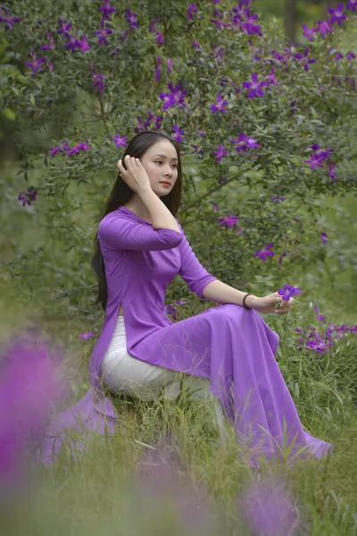 Áo dài tím vẻ đẹp áo dài nền nã [H3NSPM]