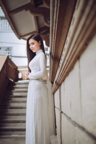 Áo dài trắng áo dài trắng dịu dàng [XNINA7]