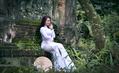 Áo dài trắng rạng rỡ cổ kính [TS0QNP]