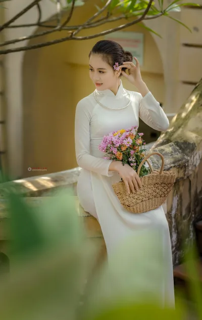 Hài hòa áo dài trắng áo dài trắng [MXPME3]