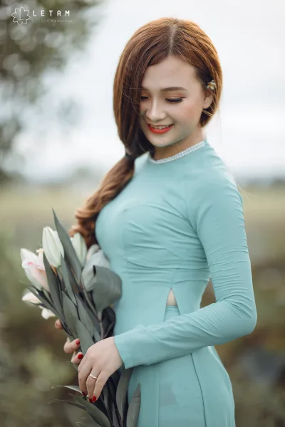 Áo dài trắng hoa thanh nhã [HNYYON]