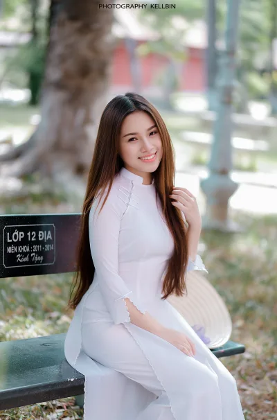 Áo dài trắng trang nhã áo dài trắng [LU79UC]