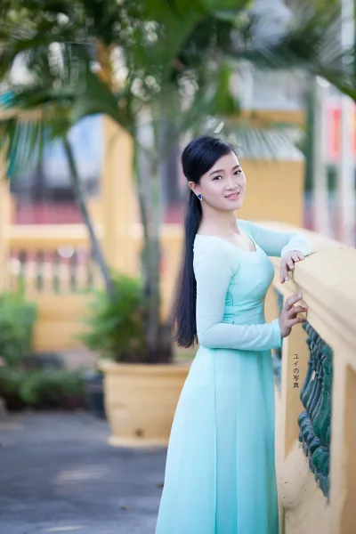 Cổ điển áo dài xanh áo dài xanh [L7PC0K]