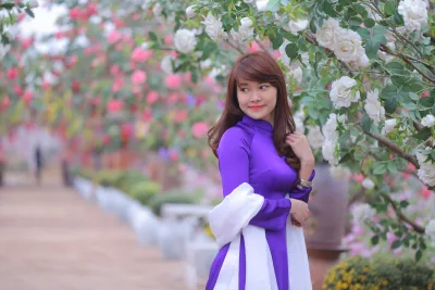 Áo dài tím hoa đào yêu kiều [1FGYXQ]
