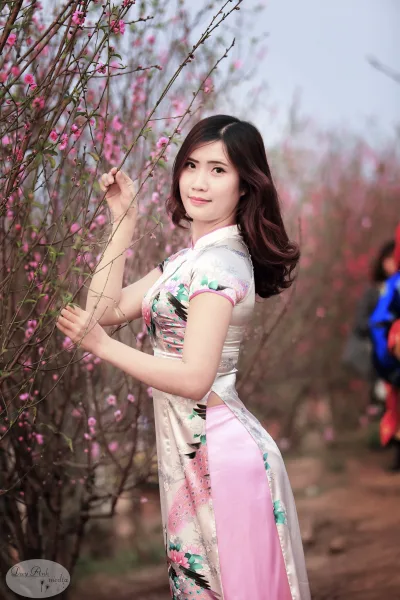 Áo dài họa tiết thanh nhã áo dài họa tiết [64S5RC]