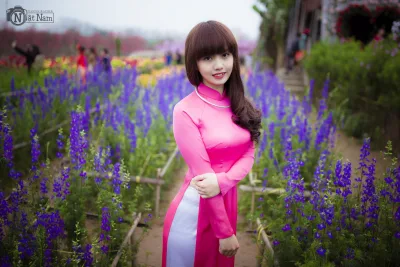Áo dài hồng áo dài hồng thuần Việt [TTQOWF]