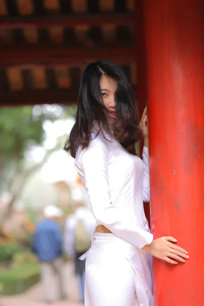 Áo dài trắng bộ ảnh lễ chùa tinh khôi [NUWAR2]