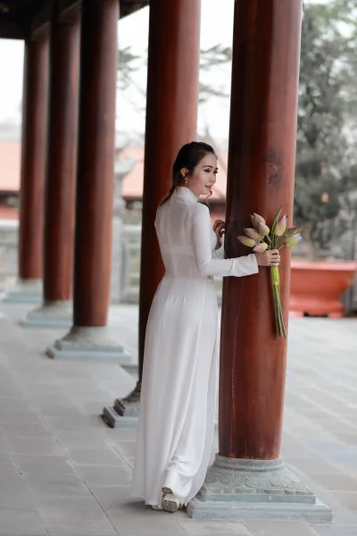 Áo dài trắng áo dài trắng dịu dàng [O1GGDF]
