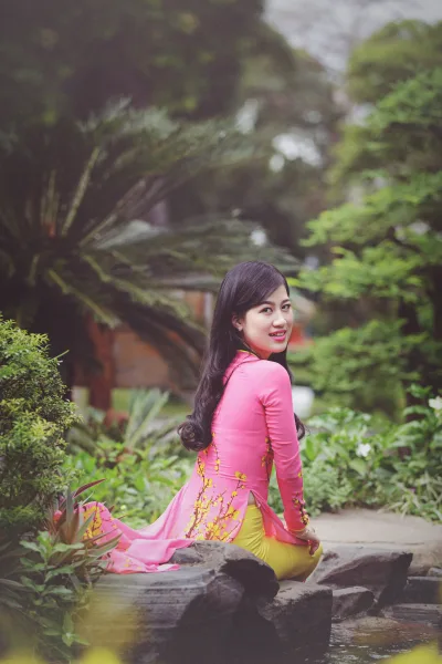Áo dài hồng thanh lịch [PQG6UK]