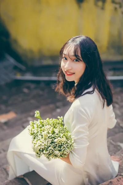 Áo dài trắng tinh tế nữ sinh [95NO7J]