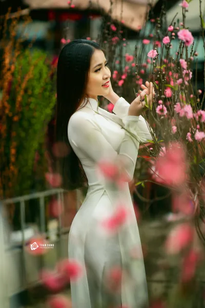 Áo dài trắng nét Việt áo dài trắng [LLZGTZ]