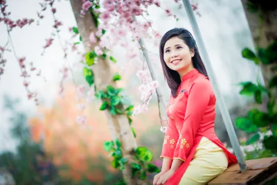 Hút hồn áo dài đỏ áo dài đỏ [E7V4T3]